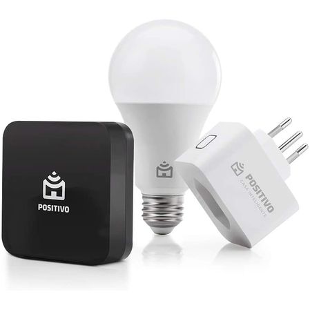 Kit Casa Conectada Positivo Smart Controle Universal Smart Lâmpada Wi-Fi Smart Plug Wi-Fi Branco Menor preço em Kit Casa Conectada Positivo Smart Controle Universal Smart Lâmpada Wi-Fi Smart Plug Wi-Fi Branco
