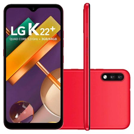 Smartphone LG K22+ LMK200BAW 3GB 64GB 6,2 13Mp+2Mp Android 10 Quad-Core Vermelho Menor preço em Smartphone LG K22+ LMK200BAW 3GB 64GB 6,2 13Mp+2Mp Android 10 Quad-Core Vermelho