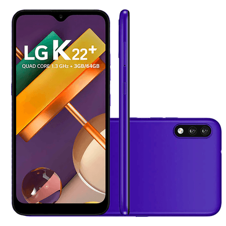 Smartphone LG K22+ LMK200BAW 3GB 64GB 6,2 13Mp+2Mp Quad-Core Azul Menor preço em Smartphone LG K22+ LMK200BAW 3GB 64GB 6,2 13Mp+2Mp Quad-Core Azul