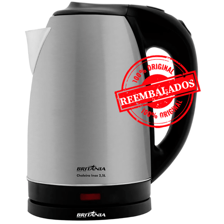 Reembalado Chaleira Elétrica Britânia 2.5L Inox 220V Menor preço em Reembalado Chaleira Elétrica Britânia 2.5L Inox 220V
