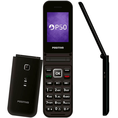 Reembalado Celular Positivo P50 2G 2.4 Câmera VGA Dual Chip Preto Menor preço em Reembalado Celular Positivo P50 2G 2.4 Câmera VGA Dual Chip Preto